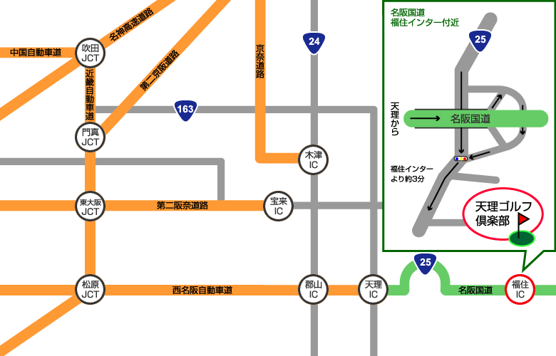 天理ゴルフ倶楽部・地図